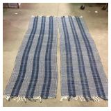 Blue And White Handwoven Textile Runners