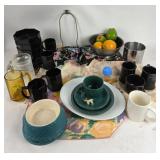 Sango Tableware, Black Glassware, Metal Bowls