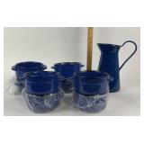 Von Pok & Chang Blue Ceramic Bowls and Enamelware