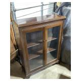 Wood shelf/cabinet,  glass doors