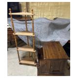 Corner shelf, wood side table with side storage