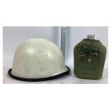Military Helmet With Liner, Big Brute Canteen