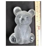 Viking Frosted Glass Bear Cub Paperweight