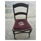 Wood Chair With Floral Needlepoint Seat