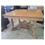 Wood Table With Carved Pedestal Base 34 in. X 45