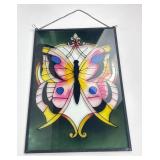 Large butterfly-stained glass panel