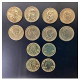 1$ Coins: Jackson, Jefferson, Van Buren, Polk,