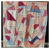 Hand-Stitched Multicolor Patchwork Quilt