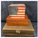 Wooden Boxes With Lane Cedar, American Flag Box