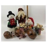 Christmas Figurines, Bells, Plush Bears