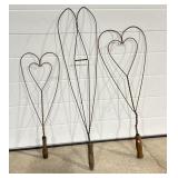 3 rustic rug beaters, heart shaped design