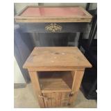 Wood Podium Display Top Stand With Glass Top &