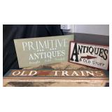 Wooden Wall Signs: Old Trains, Primitive Antiques