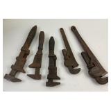 Iron Pipe Wrenches And Wood Handle Wrenches