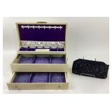 Velvet lined Jewelry box, Sequined clutch purse
