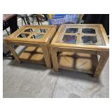 Wood Side Tables 2 Tier - One Missing Glass Top