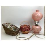 Pink Parlor Lamp, Longaberger Pumpkin Basket
