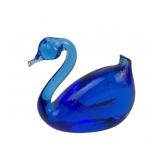 Blue Glass Swan Paperweight Sculpture