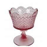 Fenton Art Glass Basket Weave Comport In Dusty