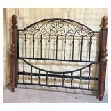 Wood, metal queen headboard, footboard