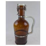 Amber Glass Bottle With Metal Handle