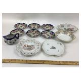 Floral Porcelain Plates, Bowl, Creamer