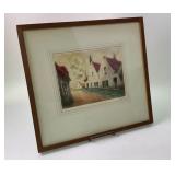 Vintage Framed Village Scene Print Signed By Artis