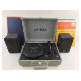 Victrola Player, KLH Speakers, Vinyl Records