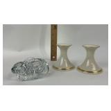Lenox 24k Gold Candle Holders, Indiana Glass Rabbi