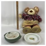 Furskins Bear, Divided Baby Bowl, Plate