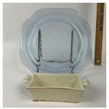 Lenox Crossings Basket, Madrid Blue Glass Plate