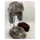 (3) Russian Style Fur Hats With Ear-Flaps