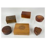 Wood Lidded Trinket Boxes, Cedar, Brass Inlay