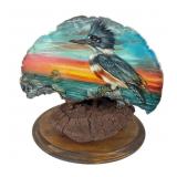 Burl Wood Painted Bird Decor