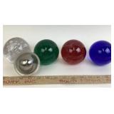 Glass Orb Paperweights: Clear, Green, Red, Blue