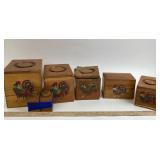 MC Japanese Wooden Rooster Canisters