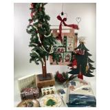 Christmas Decor With Plates, Tablecloths, Tree