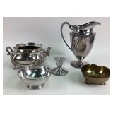 Pewter, Silverplate Tableware Including Pitcher, B