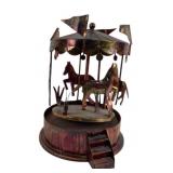 Working Copperï¿½Carousel Music Box with Horse Figur