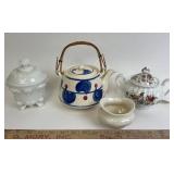 Japanese Teapot, Lenox Trinket Dish, Milk Glass Su