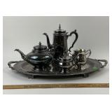 Silver-Plated Tea Set With Tray
