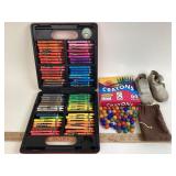 Marbles, Leather Baby Shoes, Prang Crayons