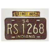 1954 Indiana License Plate, 1952 Truck Tag