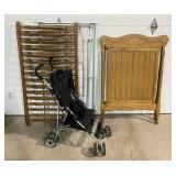 Wood crib, folding stroller- Kolcraft