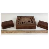 Wooden Carved Boxes: Floral, Elephant