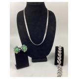 Costume Jewlery: Givenchy Silvertone herringbone