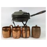 West Bend Copper Mugs, Iron Chafing Dish
