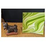 Standing Scottie Dog On Book Ceramic Statue (8