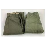 (2) Vintage WW2 Button Fly OD Field/Work Trousers