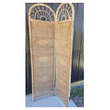 Wicker Folding Room Divider With Arched Top